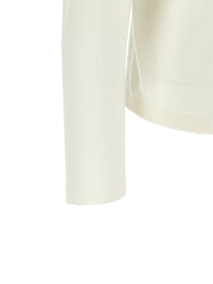 Cardigan by Max Mara for women in virgin wool cream & white features a nuanced silhouette with a refined and nuanced detailing for a sophisticated look.