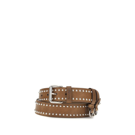 Belt by Miu Miu for women in suede leather brown features an artisanal silhouette, showcasing the artisanal craftsmanship of the Suede Leather Belt collection for a artisanal finish.