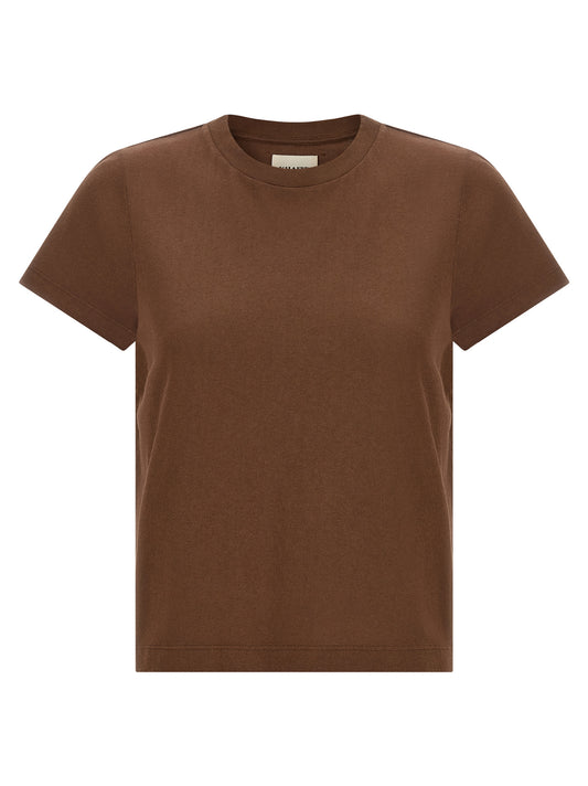 T-Shirt by Khaite for women in cotton black & brown features an edgy silhouette, meticulously detailed with a sophisticated short-sleeve and crew neckline for a truly edgy finish.