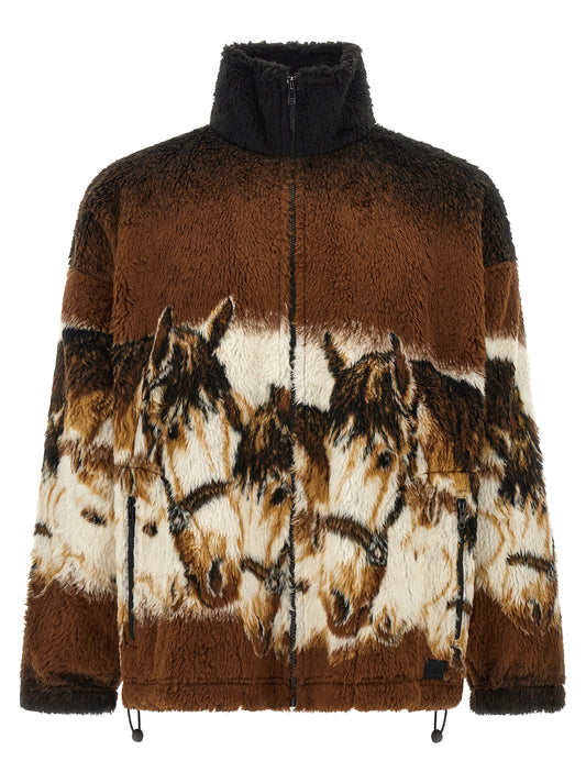 Sweatshirt by MM6 Maison Margiela for men in plush polyester polyethylene & polyurethane brown & signature features an exquisite silhouette, showcasing and high-neck neckline details for a exquisite look.