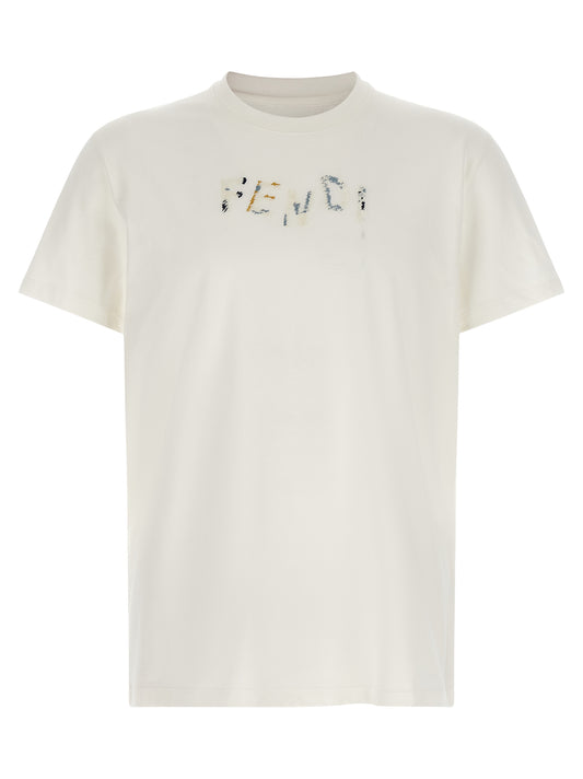 T-Shirt by Fendi for men in cotton white features an on trend silhouette, perfectly showcasing a on trend and crew neckline for an elevated aesthetic.