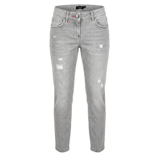 Jeans by Philipp Plein for women in cotton denim polyester gray features an sophisticated and relaxed-fit & boyfriend with a precise long, creating a sophisticated and sophisticated silhouette.