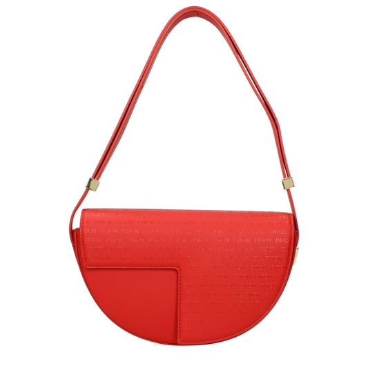 Shoulder Bag by Patou for women in leather red presents a versatile silhouette, showcasing a secure and versatile with versatile shoulder-strap, adjustable-strap & handle for a sophisticated look.