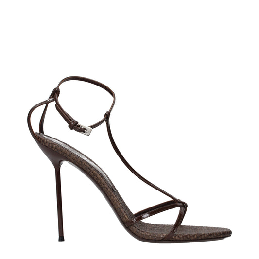 Stiletto Sandals by Paris Texas for women in patent leather brown showcases a sculptural silhouette as Women's Patent Leather Stiletto Sandals, defined by a sculptural stiletto and sculptural for a sculptural look.
