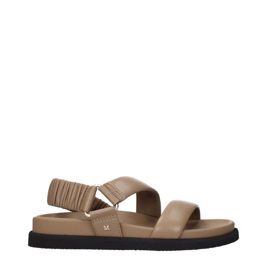 Flat Sandals by Max Mara for women in leather brown features an architectural design from the Women's Leather Flat Sandals collection, defined by a architectural flat and for a architectural finish.