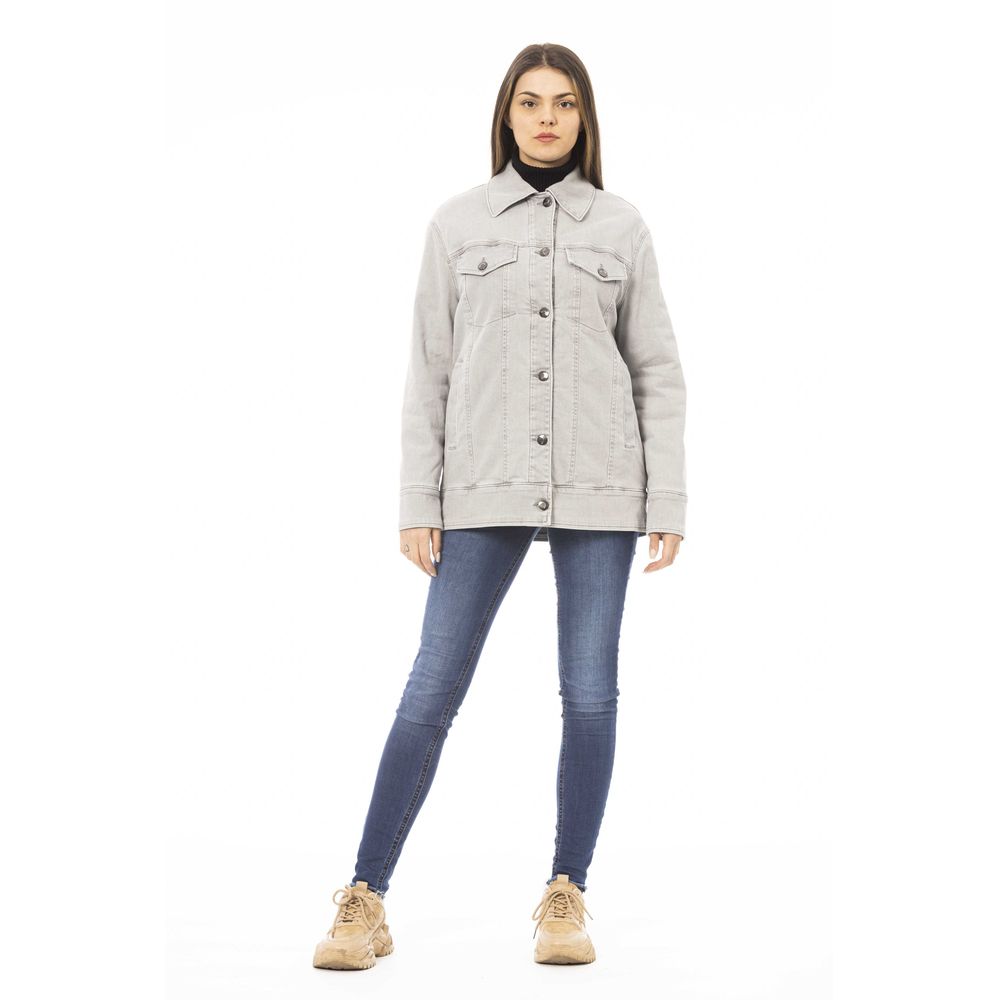 Jacket by Jacob Cohen for women in denim cotton gray showcases a enveloping silhouette, artfully detailed with a enveloping and premium pockets for a truly enveloping finish.