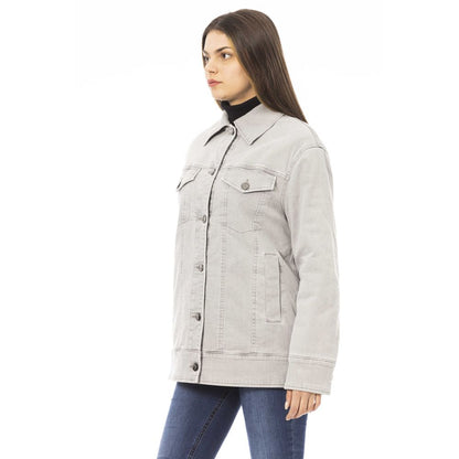 Jacket by Jacob Cohen for women in denim cotton gray features an utilitarian silhouette with a refined , showcasing sophisticated pockets for an utilitarian aesthetic.