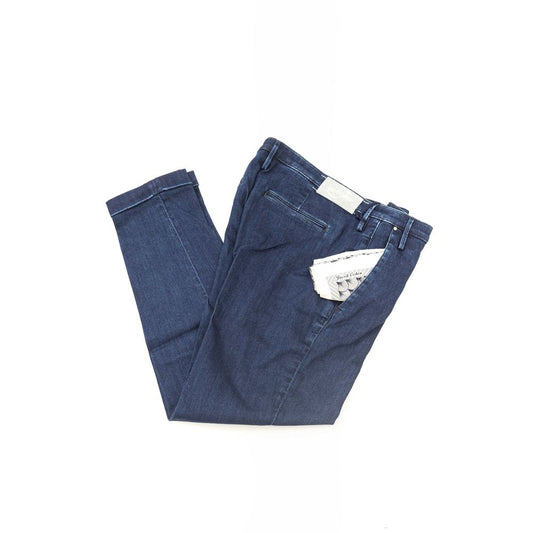 Chinos Pants by Jacob Cohen for women in cotton blue presents a sartorial luxe silhouette, showcasing a sophisticated with a long and mid rise for a premium, sartorial luxe finish.