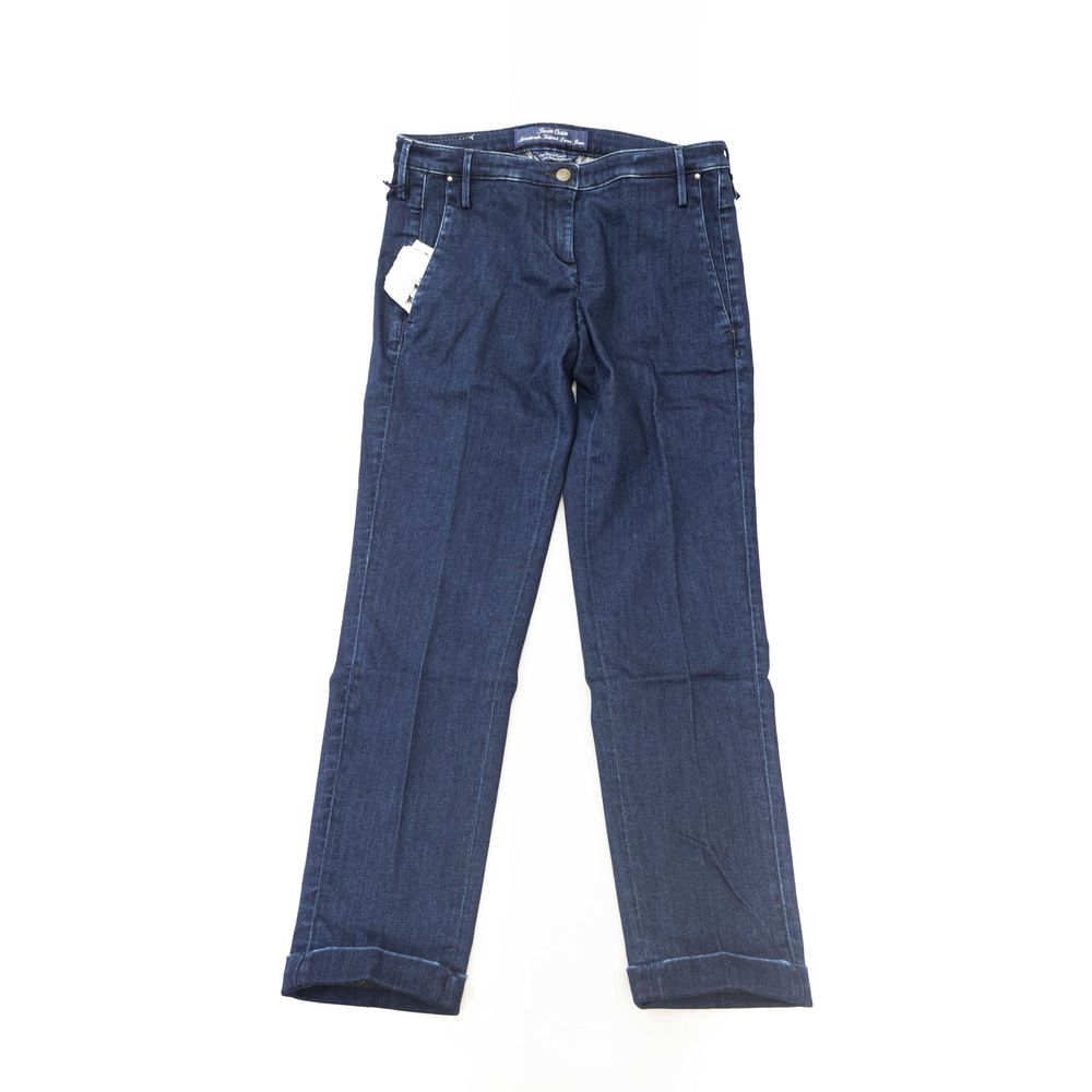 Chinos Pants by Jacob Cohen for women in cotton blue features an utilitarian-chic silhouette, showcasing a utilitarian-chic with a long cut and mid rise for a refined look.