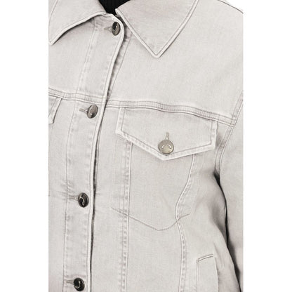 Jacket by Jacob Cohen for women in denim cotton gray showcases a contemporary silhouette, detailed with a contemporary and premium pockets for a sophisticated finish.