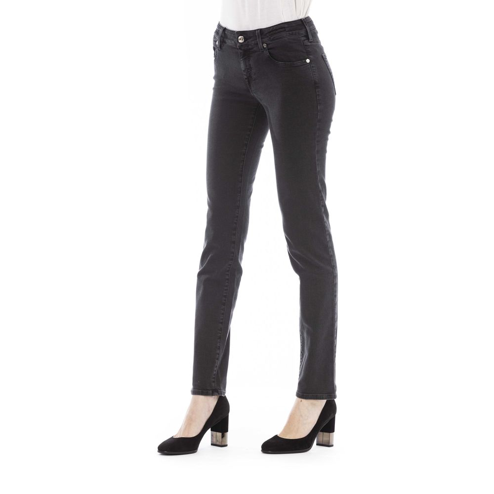 Jeans by Jacob Cohen for women in denim black & signature features an sartorial and long with a high rise cut for a sartorial finish.