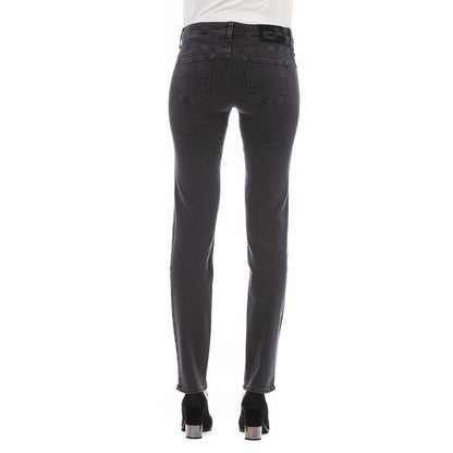 Jeans by Jacob Cohen for women in denim black & signature features a polished silhouette with a polished , reaching a polished long and finished with a polished high rise.