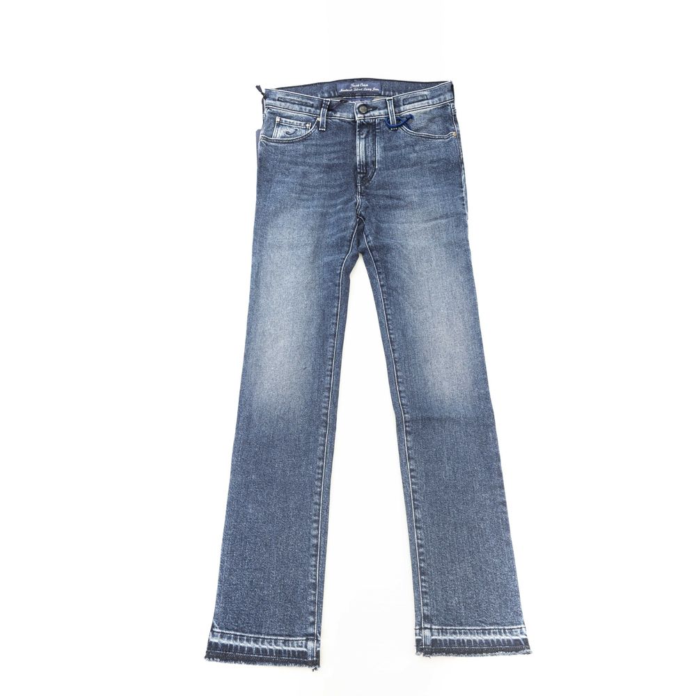 Jeans by Jacob Cohen for women in stretch denim cotton blue features an sophisticated and slim with a precise long, creating a sophisticated and sophisticated silhouette.
