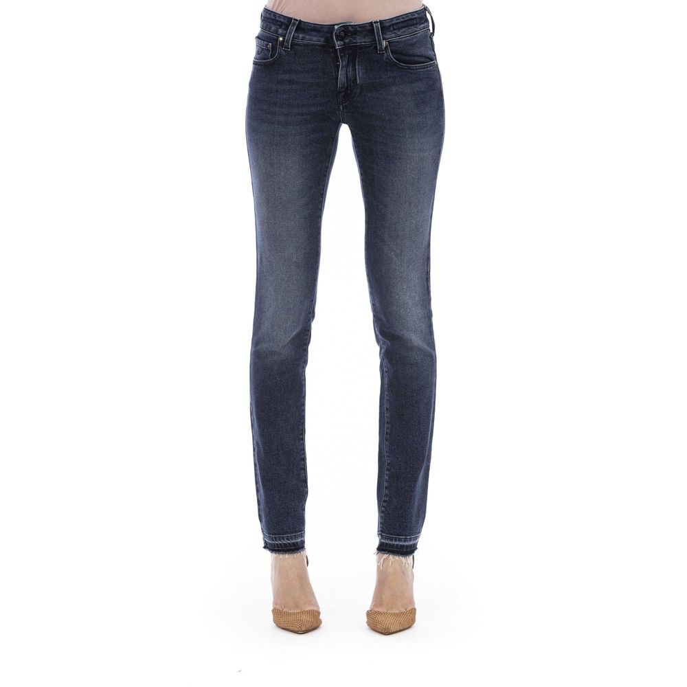 Jeans by Jacob Cohen for women in stretch denim cotton blue features an sartorial slim and long with a cut for a sartorial finish.