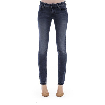 Jeans by Jacob Cohen for women in stretch denim cotton blue features an sartorial slim and long with a cut for a sartorial finish.