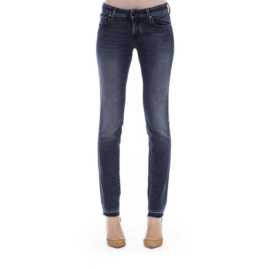 Jeans by Jacob Cohen for women in stretch denim cotton blue features an sartorial slim and long with a cut for a sartorial finish.