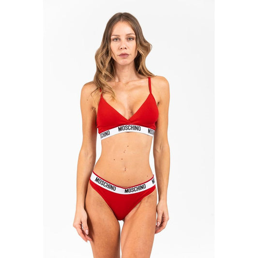 Bra by Moschino for women in stretch cotton red features a flawless silhouette, showcasing the flawless design and intricate detailing characteristic of the Women's Stretch Cotton Bra.