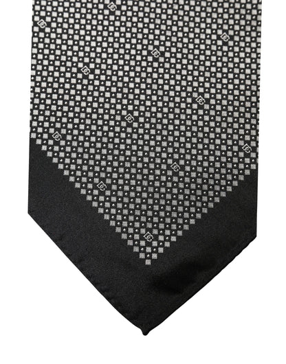 Dolce & Gabbana Black White Patterned Pocket Square Scarf