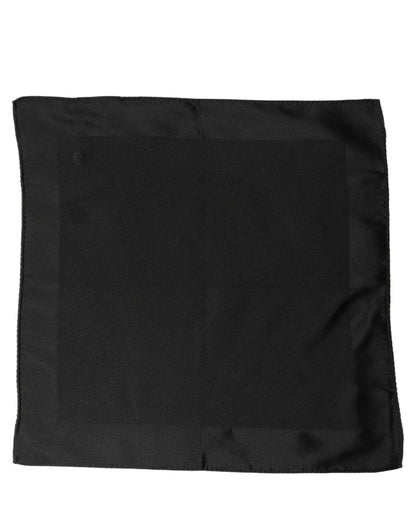Dolce & Gabbana Black Silk Square Handerkerchief Pocket Scarf