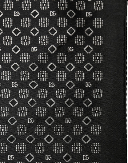 Dolce & Gabbana Black White Patterned Pocket Square Scarf