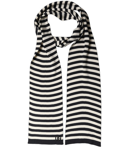 Dolce & Gabbana Black White Stripes Silk Knitted Shawl Scarf