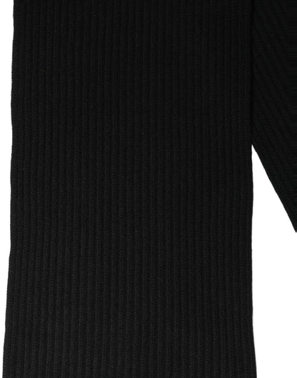 Dolce & Gabbana Men Black Wool Knitted Neck Shawl Scarf