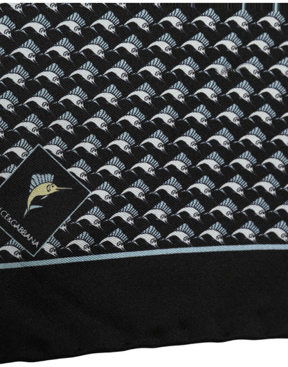 Dolce & Gabbana Black Silk Geometric Handkerchief Pocket Scarf