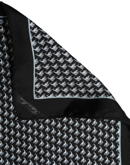 Dolce & Gabbana Black Silk Geometric Handkerchief Pocket Scarf
