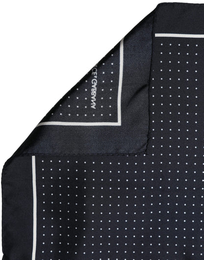 Dolce & Gabbana Blue Silk Polka Dot Handkerchief Pocket Scarf