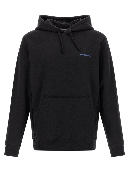Sweatshirt Hoodie by PATAGONIA for men in cotton polyester black & print features a slouchy chic silhouette, detailed with a slouchy chic and a signature hooded neckline for an elevated aesthetic.