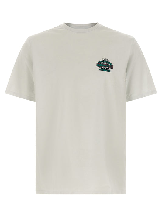 T-Shirt by PATAGONIA for men in cotton polyester white & patterned showcases a chic silhouette, artfully detailed with a chic round neckline and short-sleeve for a chic finish.