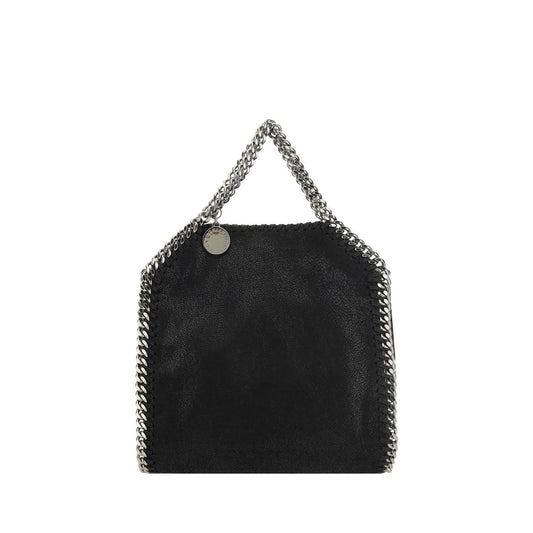 Handbag by Stella McCartney for women in faux leather black features an refined silhouette, showcasing a secure snap & button, ample single-compartment, and versatile handle for a sophisticated refined aesthetic.