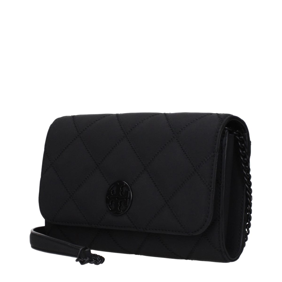 Clutch Handbag by Tory Burch for women in leather black showcases a sculptural silhouette, featuring a secure , ample , and versatile for a sculptural finish.