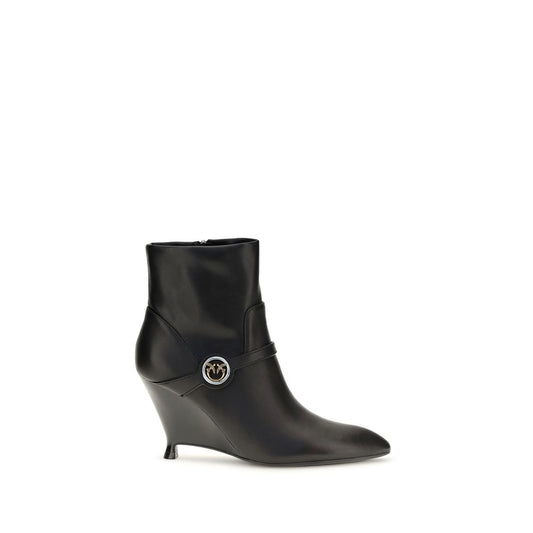 Wedge Kitten Ankle Boots by PINKO for women in bos taurus calf leather black & signature showcases a impeccable silhouette as Love Birds Women's Bos Taurus Calf Leather Wedge Kitten Ankle Boots, artfully defined by a impeccable wedge kitten-heel and a impeccable .