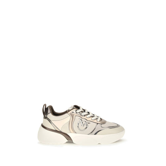 Sneakers by PINKO for women in bos taurus calf leather beige presents a sumptuous silhouette, artfully capturing the essence of the Women's Low Top Chunky Bos Taurus Calf Leather Sneakers with its sumptuous low-top chunky style design.