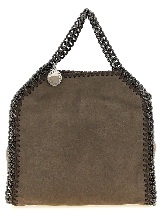 Handbag by Stella McCartney for women in polyamide suede leather brown & dark-ruthenium features an refined silhouette, showcasing a secure , ample , and versatile shoulder-strap & handle for a sophisticated refined aesthetic.