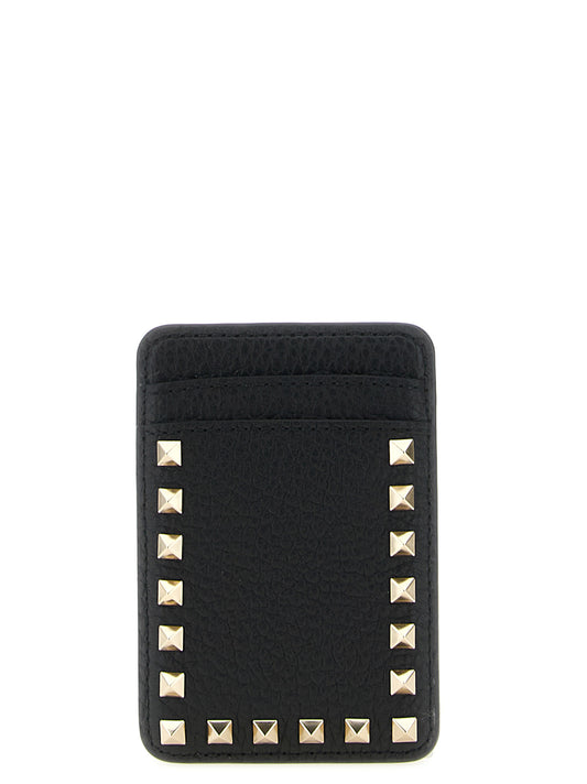 Cardholder Card Case by Valentino Garavani for women in calfskin leather black features a refined silhouette, showcasing the elegant lines of the Rockstud Calfskin Leather Cardholder Card Case alongside premium card-organization for a refined finish.