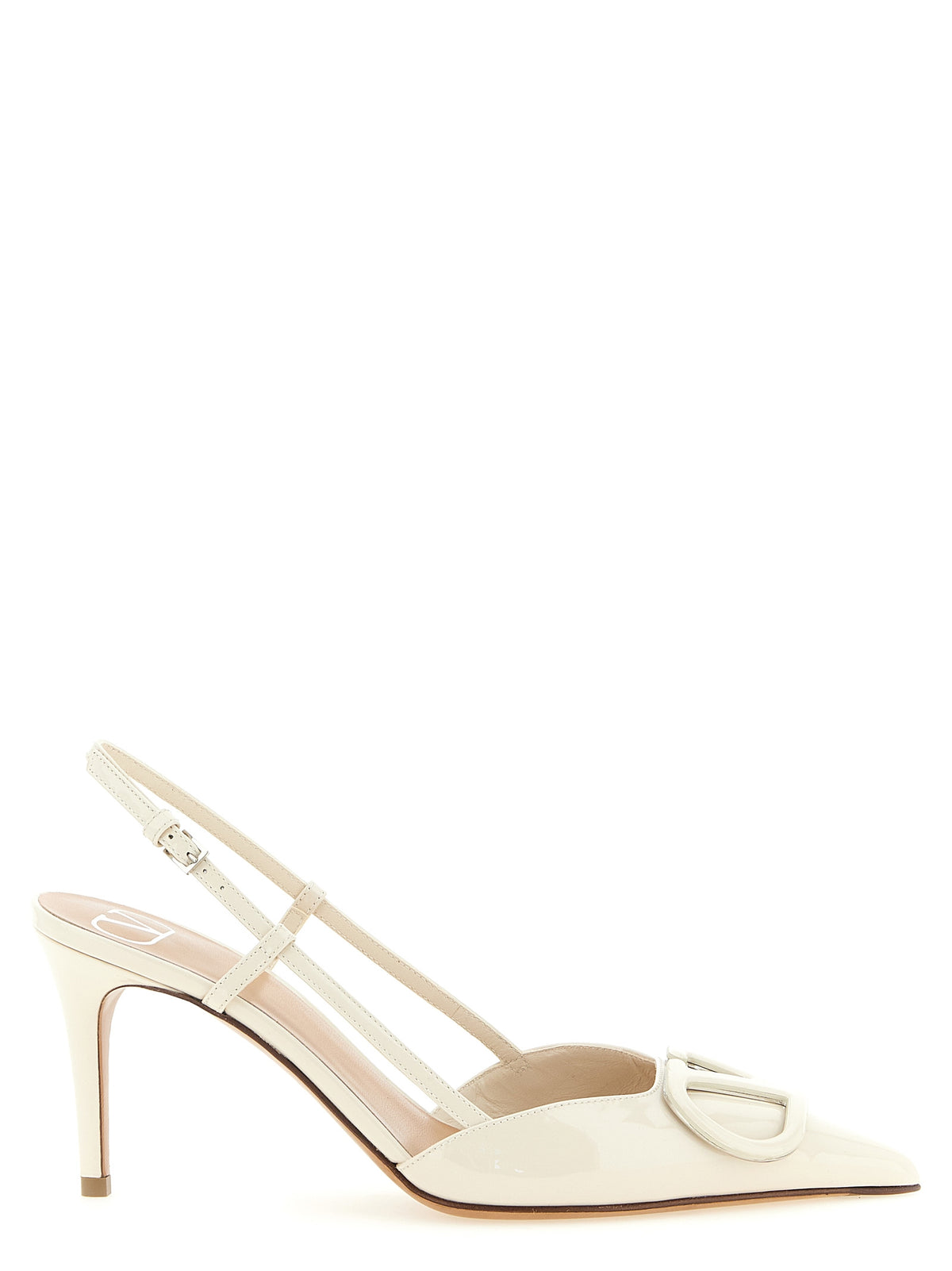 High-Heel Stiletto Slingback Pumps Heels by Valentino Garavani for women in calfskin leather white & signature features a effortlessly chic V Logo Women's Calfskin Leather High-Heel Stiletto Slingback Pumps Heels design with a sophisticated stiletto high-heel and elegant pointed toe style.