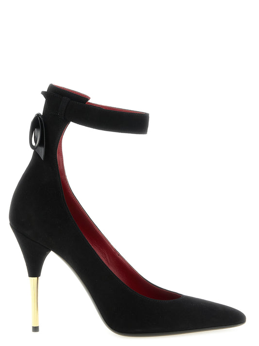 High-Heel Stiletto Ankle Strap Pumps Heels by Valentino Garavani for women in plush suede & goat leather and black, gold & signature showcases a effortlessly elegant silhouette as V Logo Women's Plush Suede & Goat Leather High-Heel Stiletto Ankle Strap Pumps Heels, featuring a effortlessly elegant stiletto high-heel and a effortlessly elegant for an elegant look.