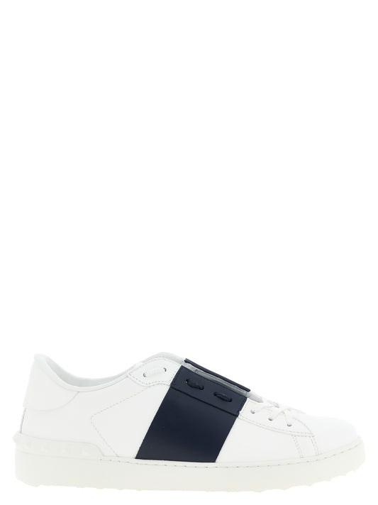 Sneakers by Valentino Garavani for men in canvas & calfskin leather navy, white & signature presents a impeccable silhouette as Men's Low Top Canvas & Calfskin Leather Sneakers, expertly defined by a impeccable low-top style for a impeccable, high-fashion look.