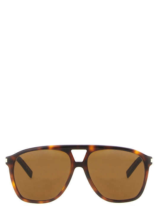 Sunglasses by Saint Laurent for women in flannel & wool brown features an effortlessly chic aviator frame design with brown coloured frame detailing and for a effortlessly chic aesthetic.