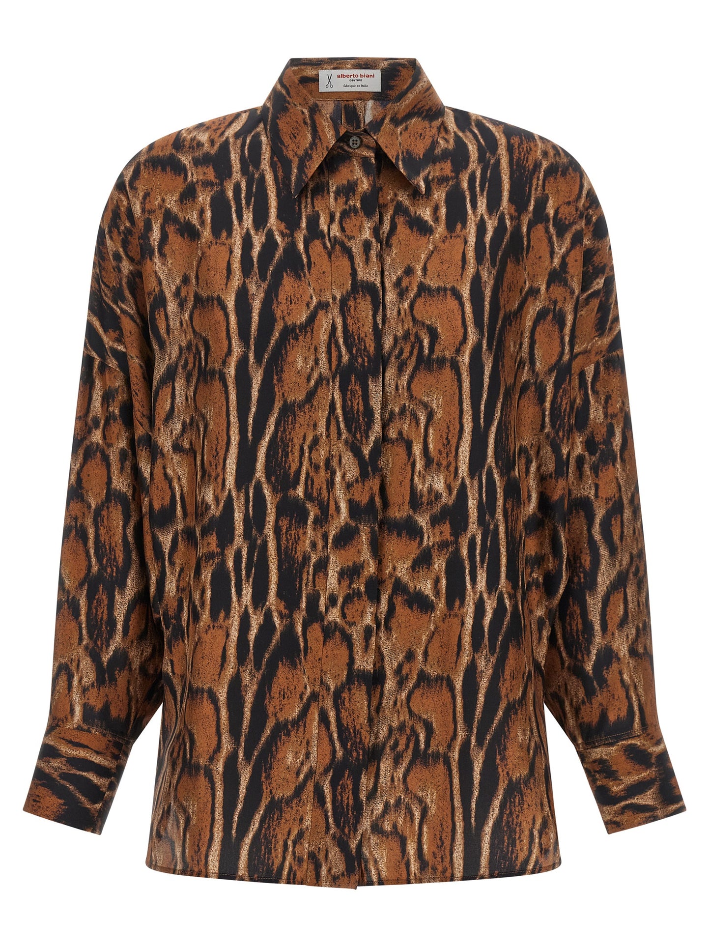 Alberto Biani Brown Silk Blouse