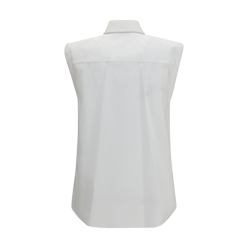 Shirt by Brunello Cucinelli for women in stretch polyamide cotton white & signature showcases a sleek silhouette, elegantly detailed with a sleek and for a sleek finish.
