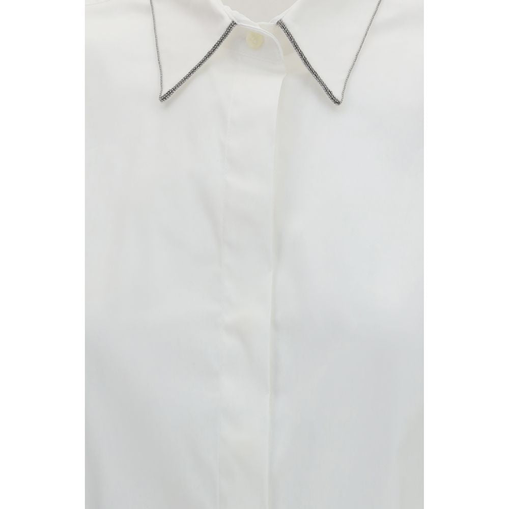 Shirt by Brunello Cucinelli for women in stretch polyamide cotton white & signature features an polished silhouette, showcasing a sophisticated and detail for a truly polished finish.