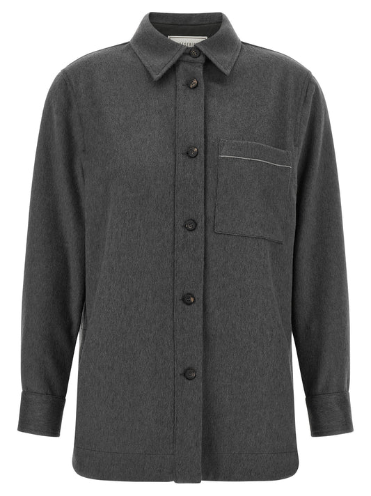Overshirt by Peserico for women in polyamide & virgin wool gray, featuring a nuanced and nuanced for a sophisticated finish.