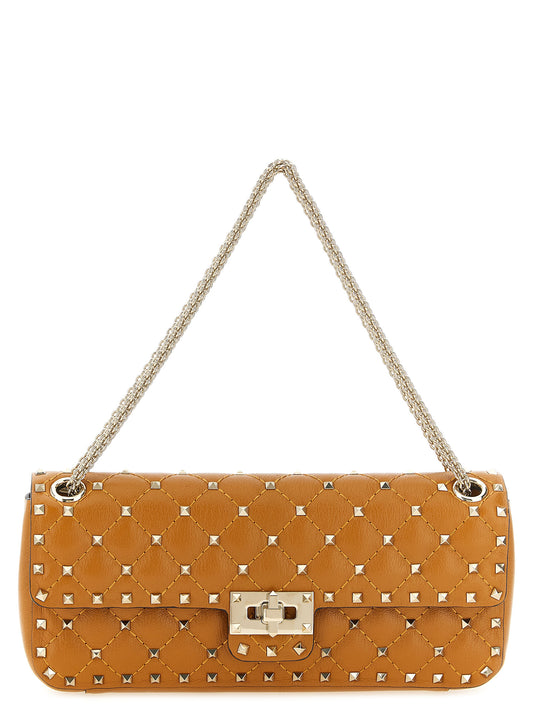 Quilted Shoulder Flap Bag by Valentino Garavani for women in goatskin leather orange, patterned & signature features a effortless sophistication silhouette, secured by a flap & zipper with ample and versatile shoulder-strap for a effortless sophistication finish.