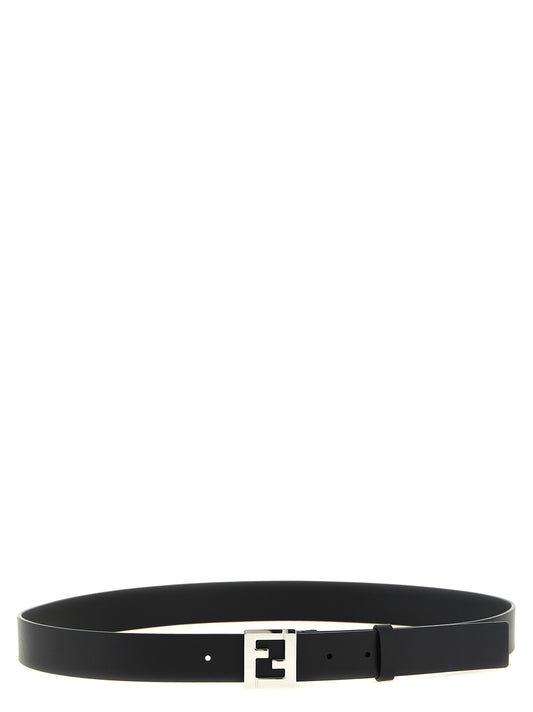 Belt by Fendi for men in calfskin leather & palladium black, palladium & patterned features a artisanal-chic design, artfully capturing the essence of the Calfskin Leather & Palladium Belt with a artisanal-chic finish.