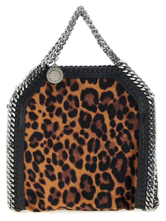 Micro Handbag by Stella McCartney for women in plush polyester & velvet brown, silver, leopard-print & print features a contemporary silhouette, showcasing a secure magnetic, ample , and contemporary shoulder-strap & handle for a sophisticated look.
