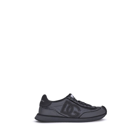 Athletic Sneakers by Dolce & Gabbana for men in suede leather black & monogram showcases a architectural silhouette, artfully capturing the essence of the Men's Athletic Suede Leather Sneakers with its signature architectural athletic style construction.