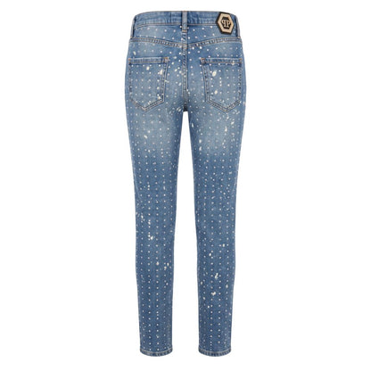 Philipp Plein Blue Cotton Women Jeans